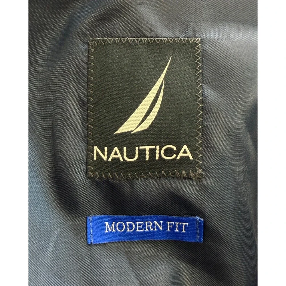 $295 NEW NAUTICA Mens 44R Solid Blue Modern Fit Blazer Sport Coat Suit Jacket